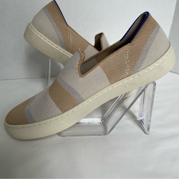 Rothy’s The Sneaker Birch Neutral Stripe Shoes Size 7.5 - Picture 6 of 13